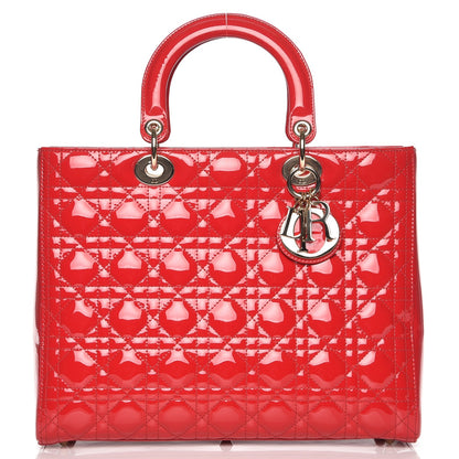 Christian Dior Patent Cannage Large Lady Dior Red 1 of 6