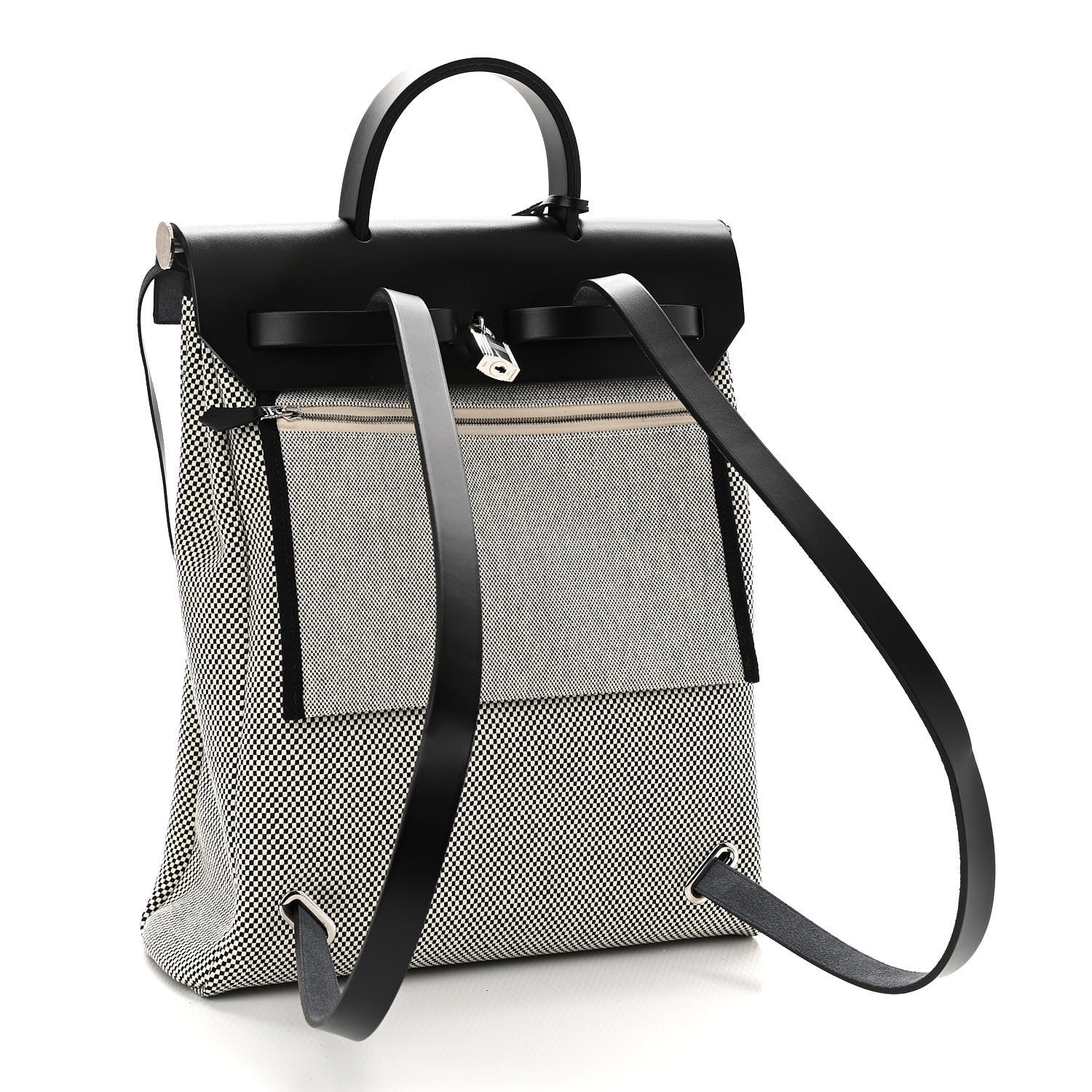 Hermes Criss Viking Vache Hunter Herbag a Dos Zip Retourne Backpack Ecru Black 4 of 12
