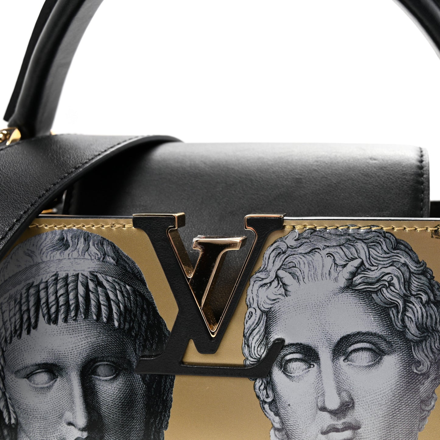 X FORNASETTI Calfskin Fornasetti Capucines MM Gold