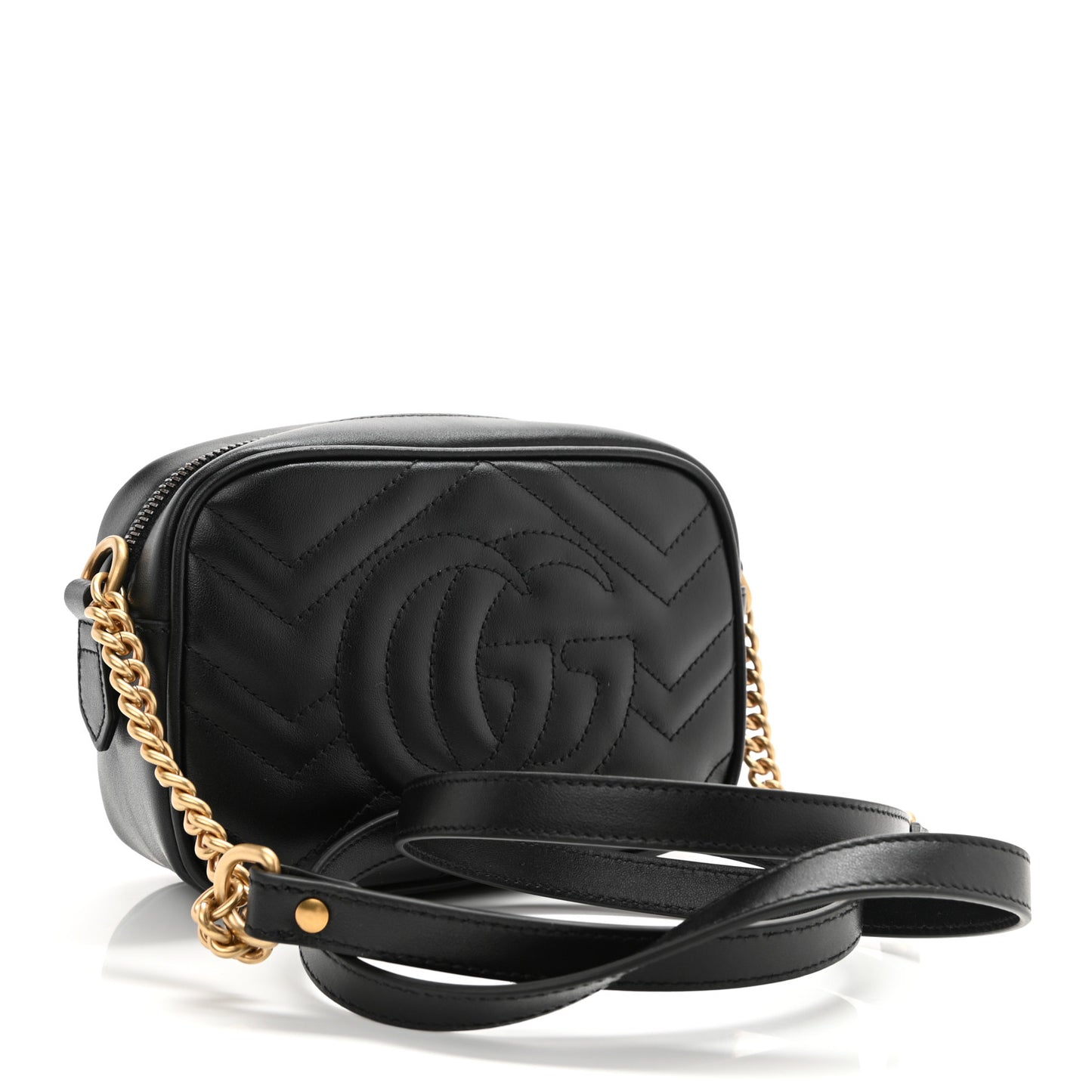 Calfskin Matelasse Mini GG Marmont Chain Shoulder Bag Black