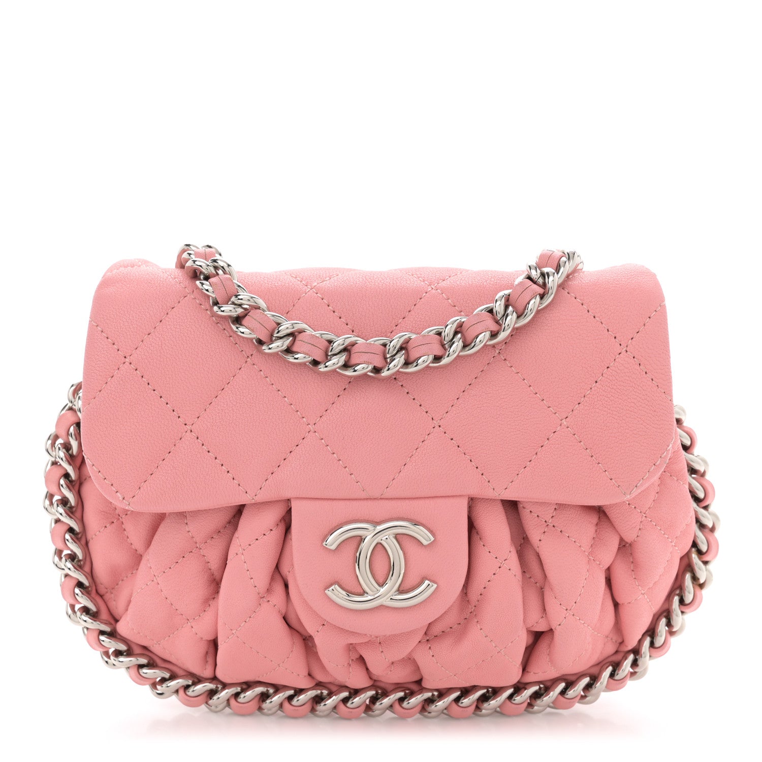 Chanel Washed Lambskin Quilted Mini Chain Around Messenger Pink 1 of 14