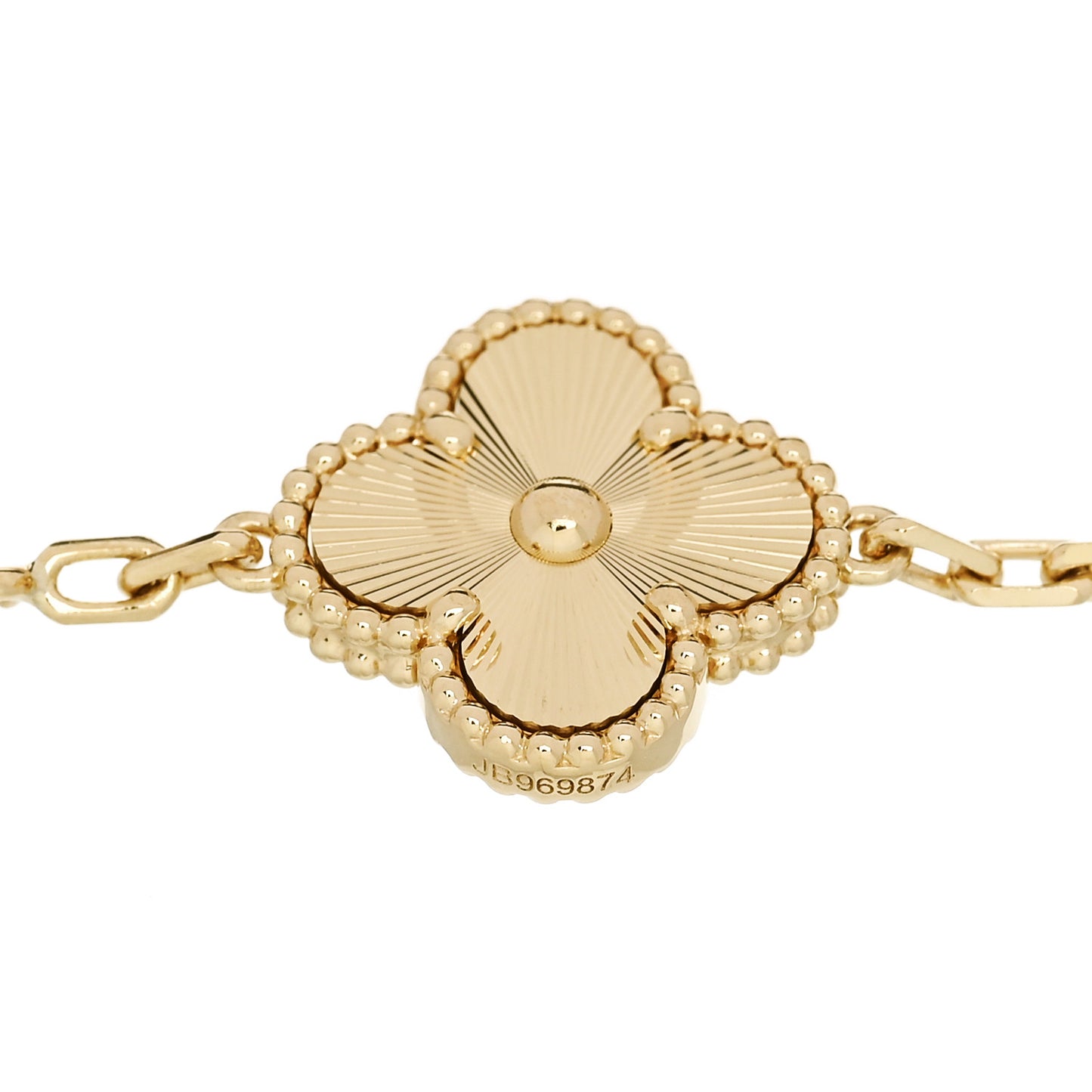 18K Yellow Gold 5 Motifs Guilloche Vintage Alhambra Bracelet