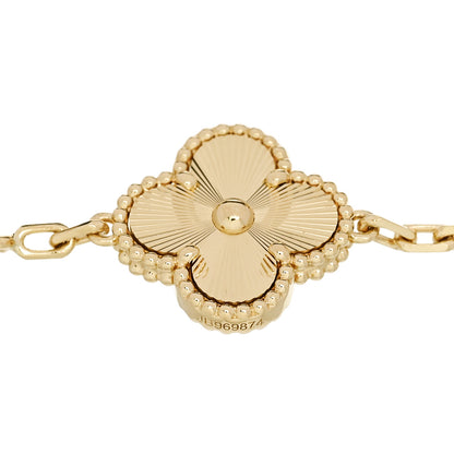 Van Cleef & Arpels 18K Yellow Gold 5 Motifs Guilloche Vintage Alhambra Bracelet 3 of 5