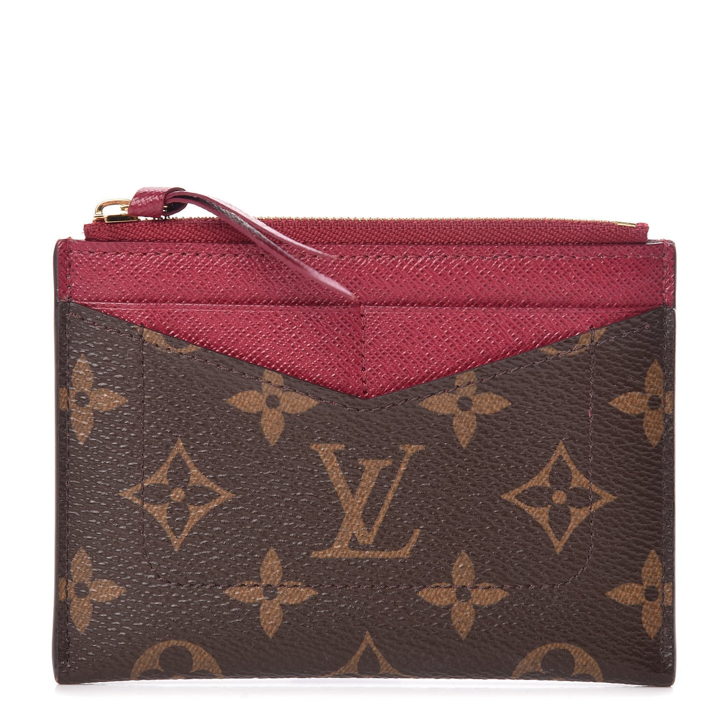 Monogram Zipped Card Holder Fuchsia