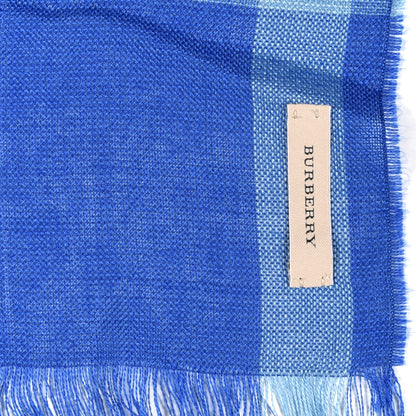Burberry Silk Cashmere Half Mega Check Scarf Cobalt Blue 4 of 5