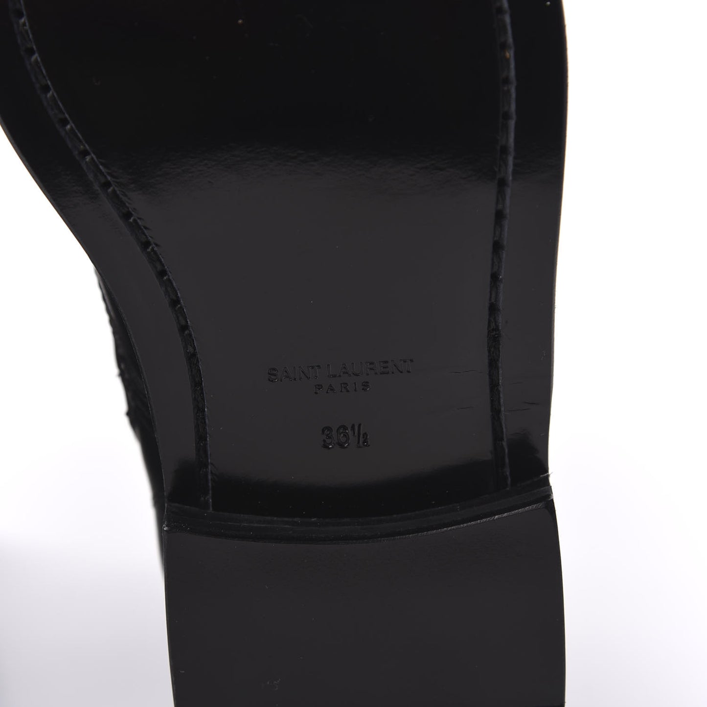 Smooth Calfskin Studded Strap Rangers Boots 36.5 Black