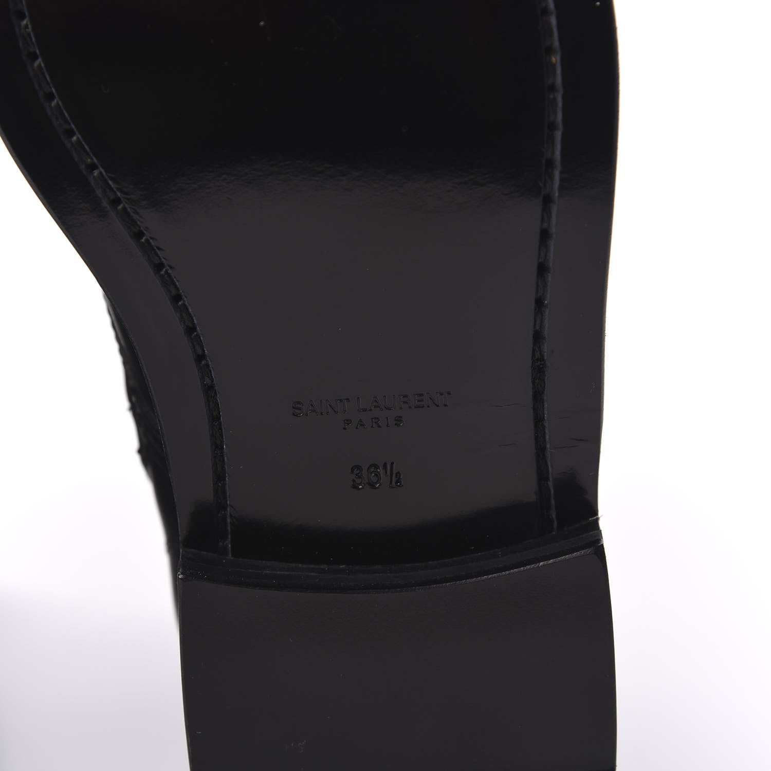 Saint Laurent Smooth Calfskin Studded Strap Rangers Boots 36.5 Black 6 of 8