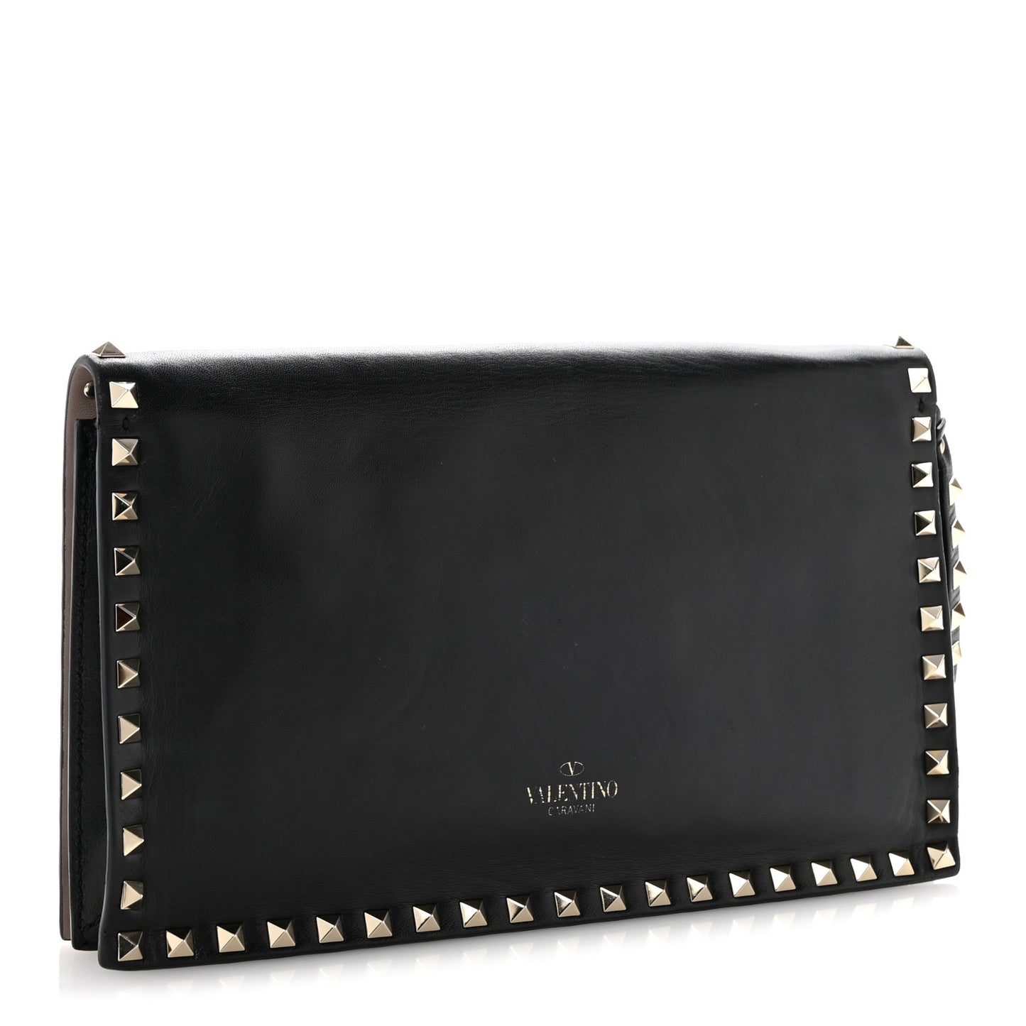 Nappa Rockstud Wristlet Clutch Black