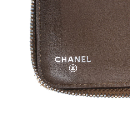 Chanel Patent Quilted Large Zip Around Wallet Taupe 7 of 9