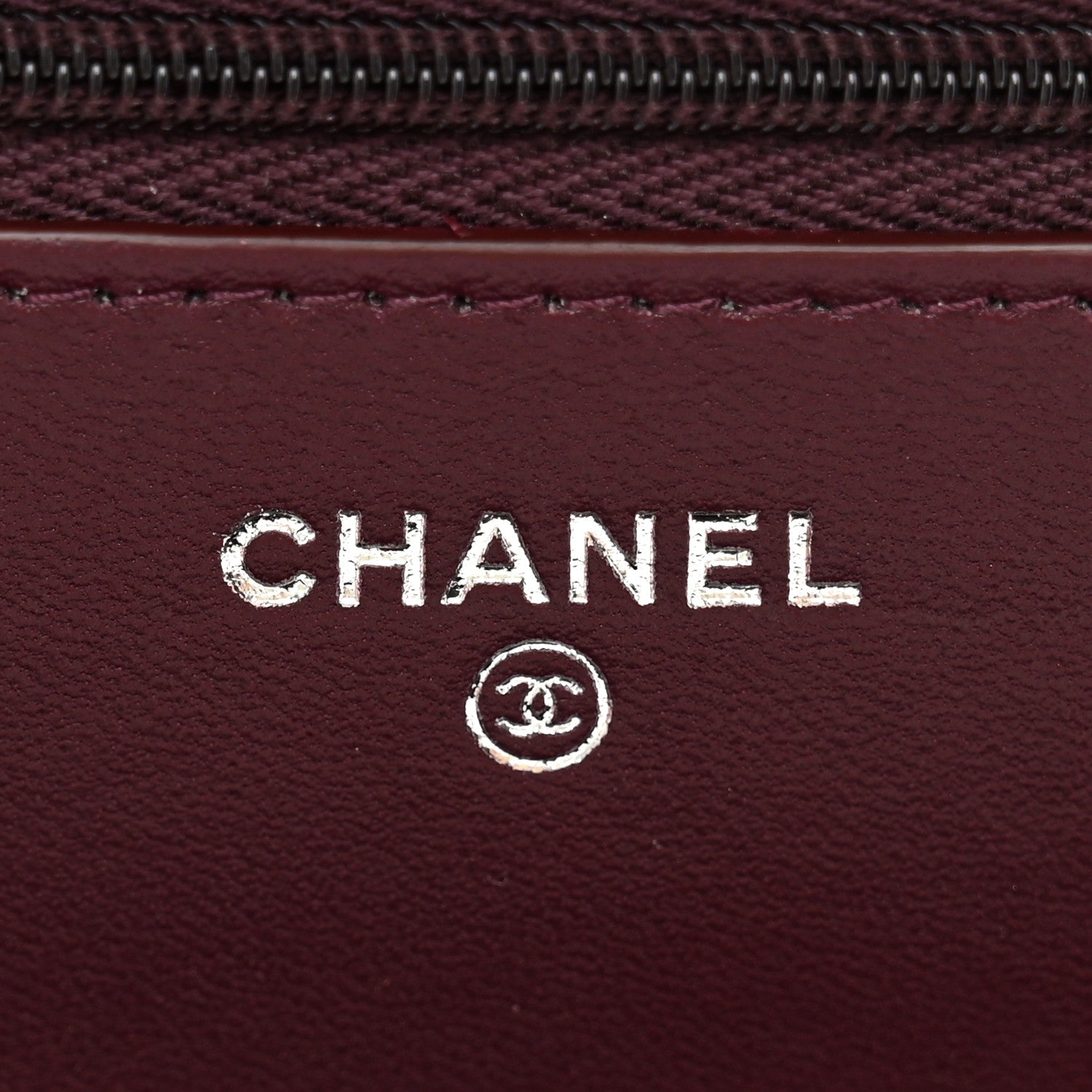 Chanel Lambskin Quilted Enamel CC Wallet On Chain WOC Burgundy 6 of 13