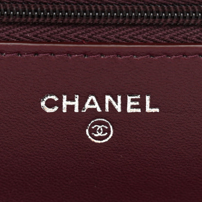 Chanel Lambskin Quilted Enamel CC Wallet On Chain WOC Burgundy 6 of 13