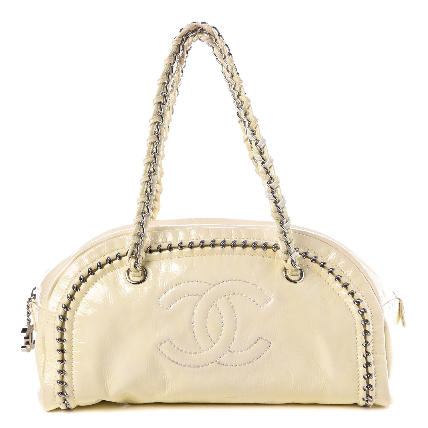 Chanel Patent Luxe Ligne Medium Bowler Ivory 1 of 17