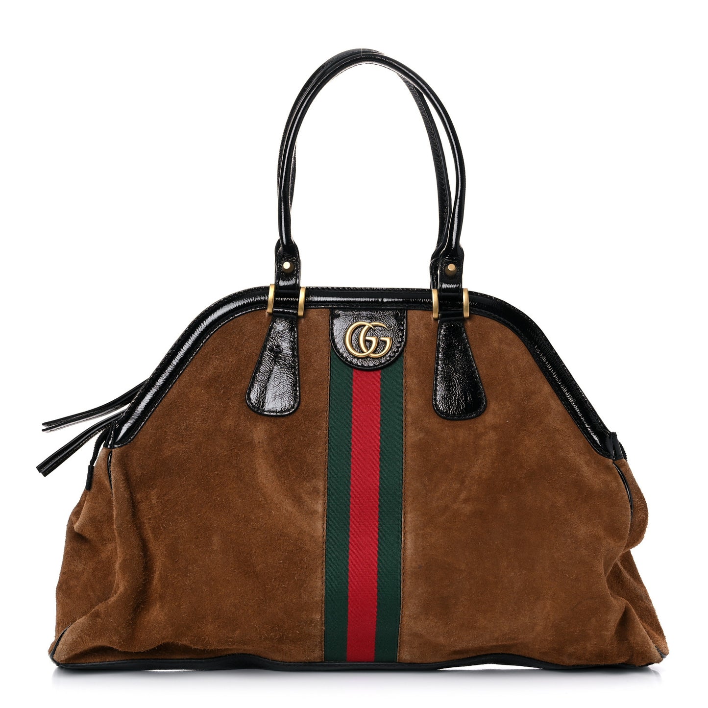 Suede Ophidia Large Re(Belle) Top Handle Bag Nocciola Black