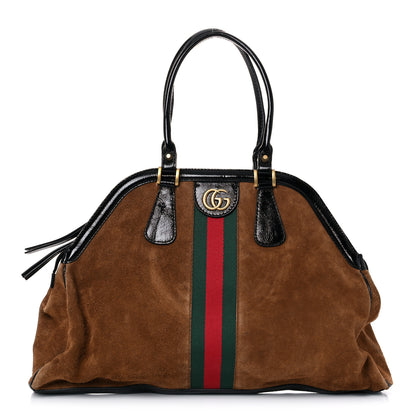 Gucci Suede Ophidia Large Re(Belle) Top Handle Bag Nocciola Black 1 of 14