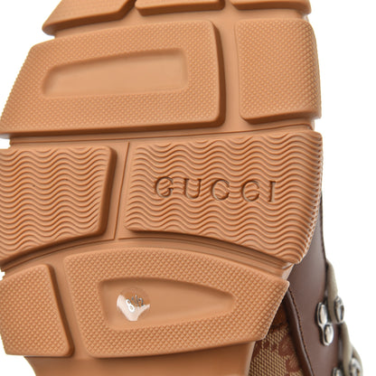 Gucci X SEGA Suede Calfskin GG Monogram Mens Flashtrek Sneakers 8.5 New Cuir Beige Ruggine 6 of 11