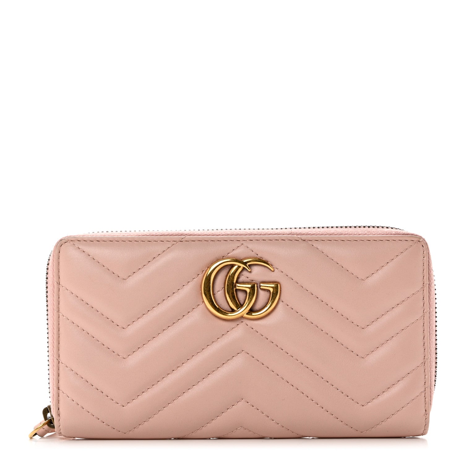 Gucci Calfskin Matelasse GG Marmont Zip Around Wallet Perfect Pink 1 of 8