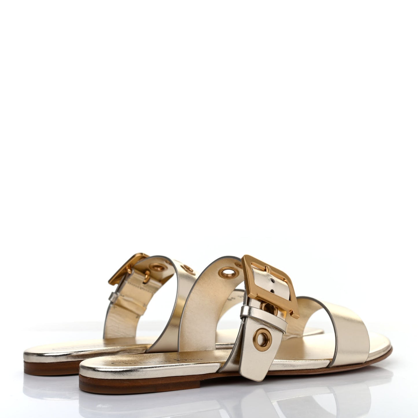 Laminated Calfskin D-Dior Sandal 38.5 Pale Gold