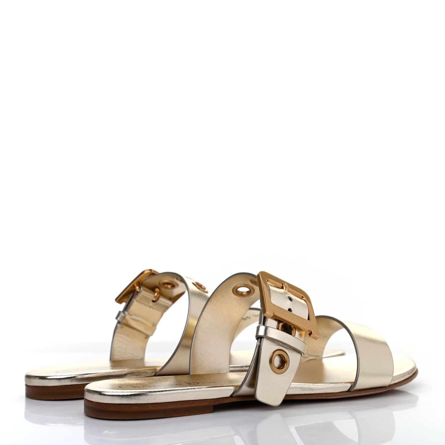 Christian Dior Laminated Calfskin D-Dior Sandal 38.5 Pale Gold 3 of 4