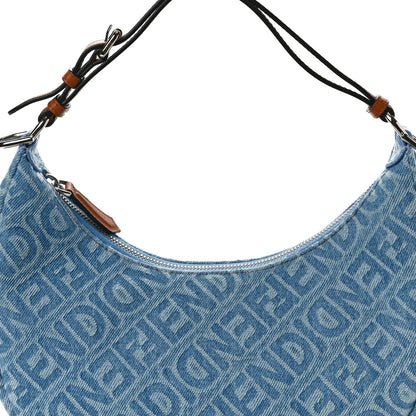 Fendi Denim Vitello Grace Mirror Logo Small Fendigraphy Hobo Bag Blue 8 of 10