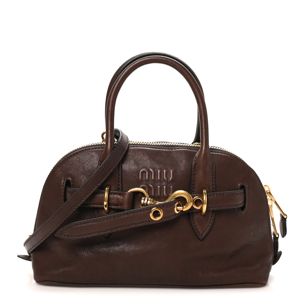 Miu Miu Nappa Aviator Small Aventure Bag  Briarwood 1 of 8