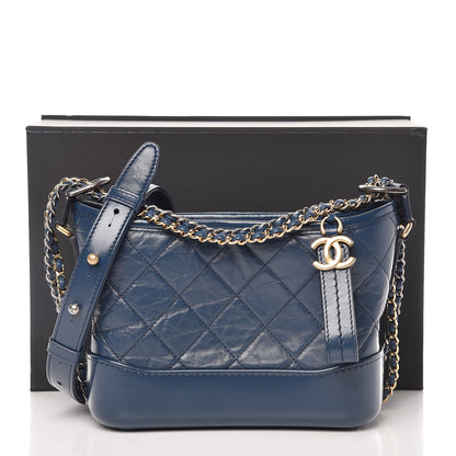 Chanel Aged Calfskin Quilted Small Gabrielle Hobo Navy 10 of 10