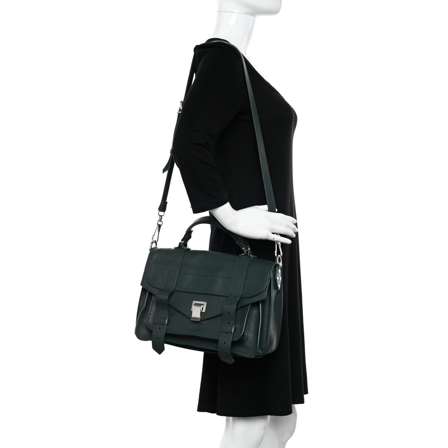 Proenza Schouler Lambskin Medium PS1 Satchel Forest Green 2 of 10