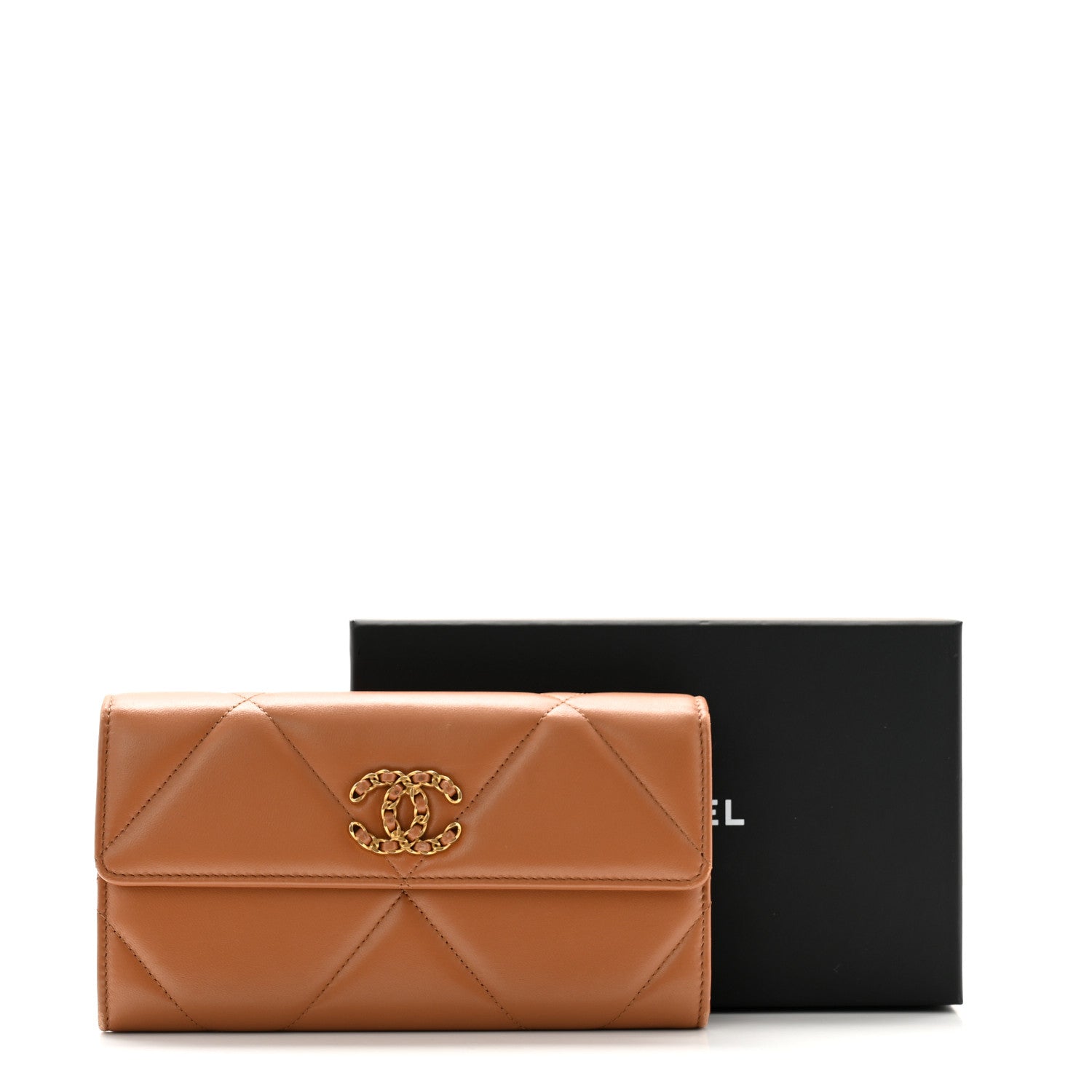 Chanel Lambskin Quilted Chanel 19 Flap Wallet Brown 12 of 12