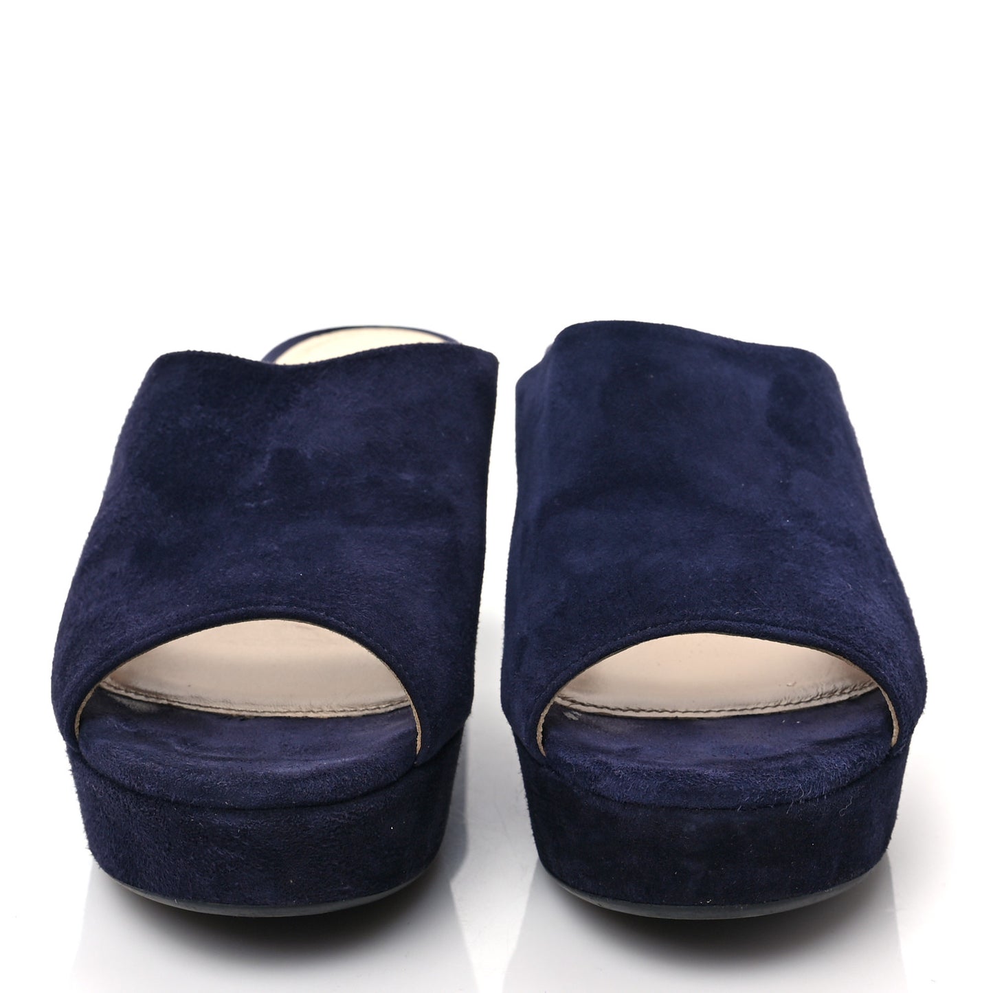 Camoscio Platform 65mm Slide Sandals 37.5 Blue