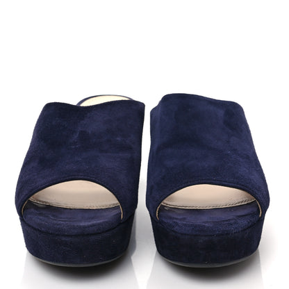 Prada Camoscio Platform 65mm Slide Sandals 37.5 Blue 2 of 9