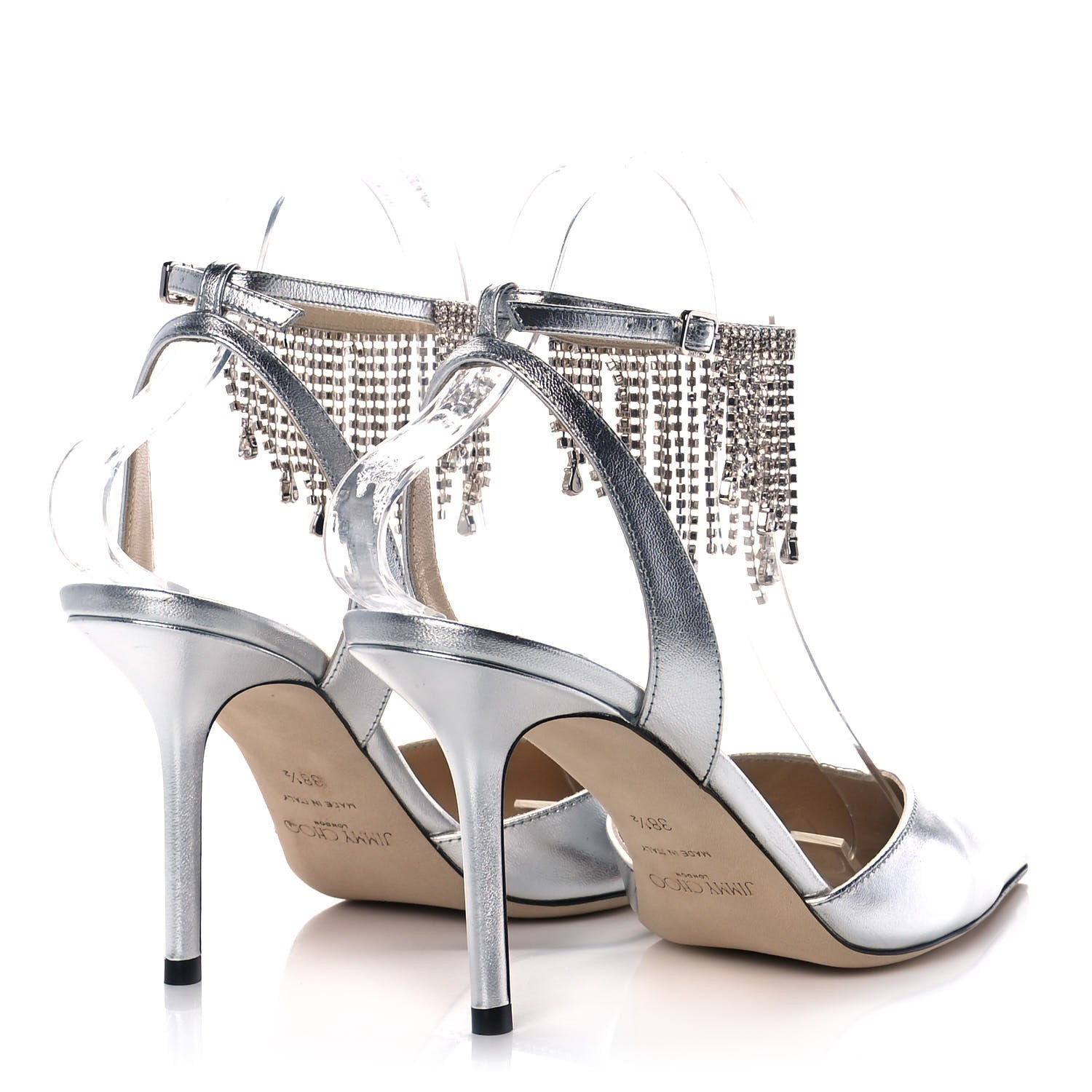 Jimmy Choo Metallic Calfskin Birtie 85 Pumps 38.5 Silver 4 of 9