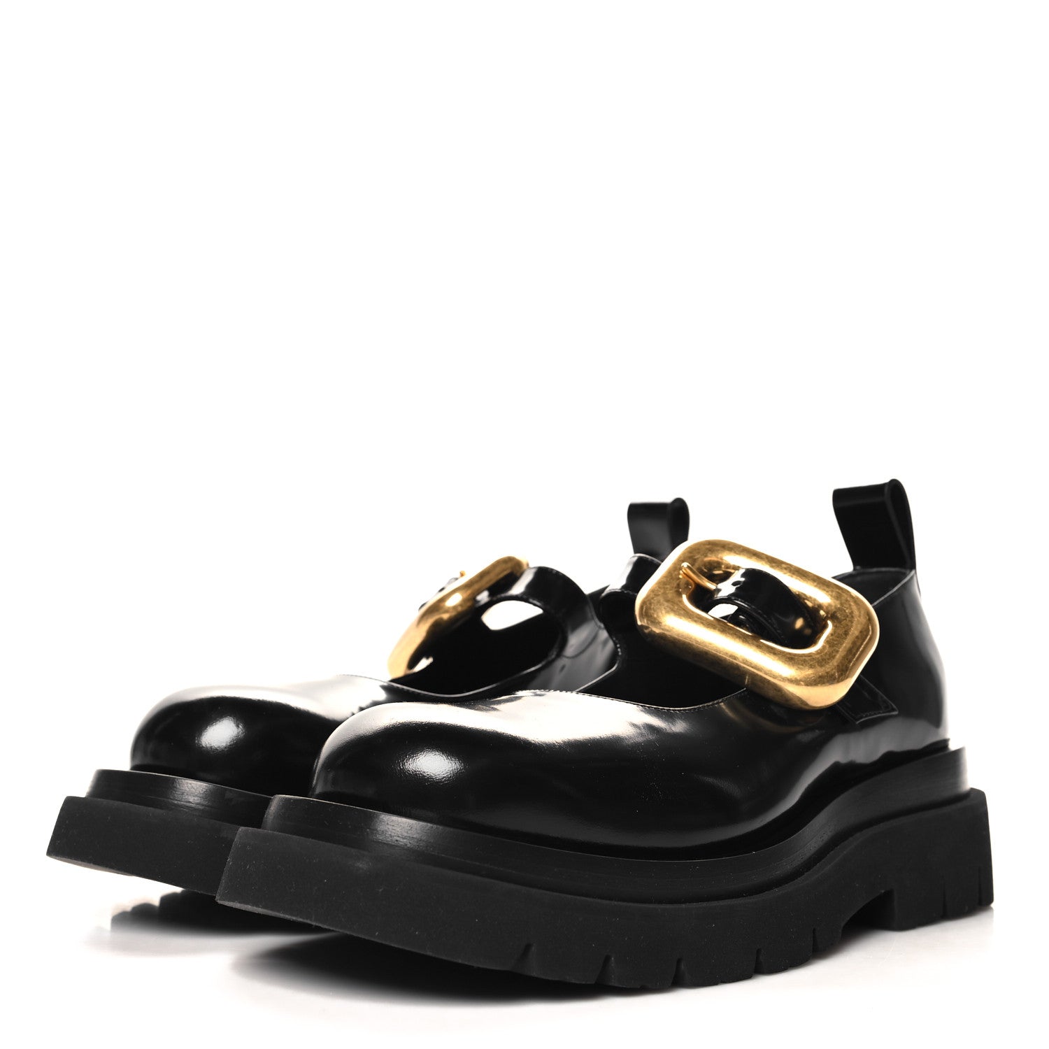 Bottega Veneta Brushed Calfskin Lug Mary-Jane Loafers 38 Black 4 of 8