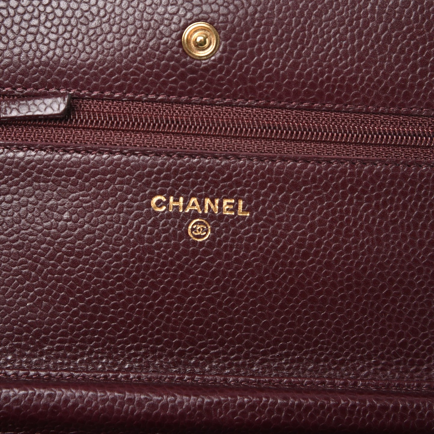 Caviar Quilted Wallet on Chain WOC Burgundy