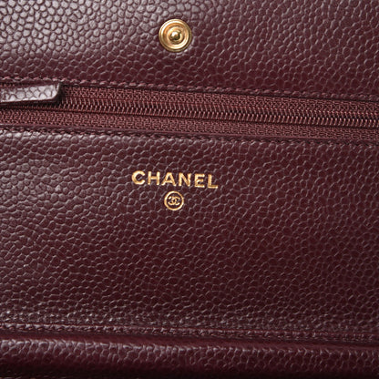 Chanel Caviar Quilted Wallet on Chain WOC Burgundy 6 of 9