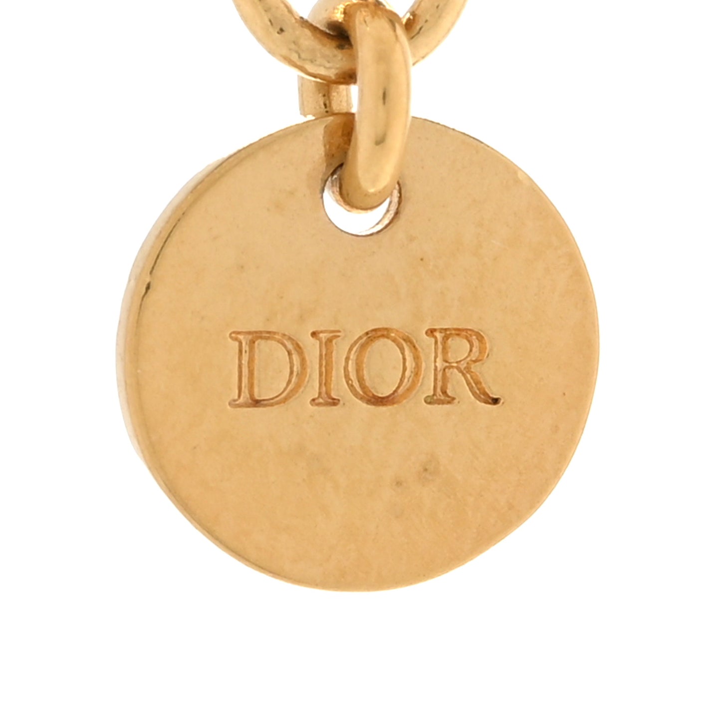 Metal Crystal Chain Logo Necklace Gold