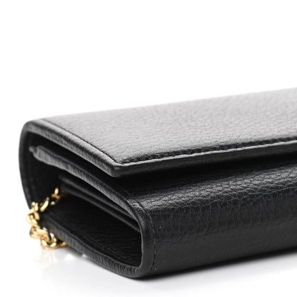 Gucci Calfskin Petite GG Marmont Wallet Chain Bag Black 9 of 12