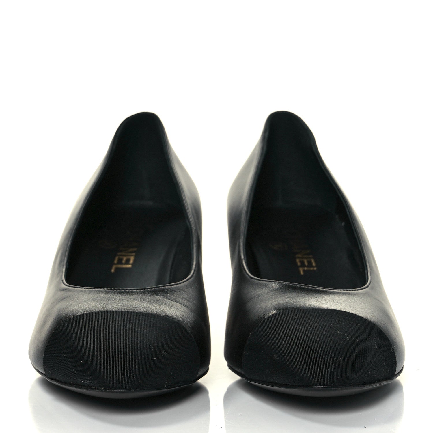 Chanel Lambskin Grosgrain Cap Toe CC Pumps 39.5 Black 2 of 9