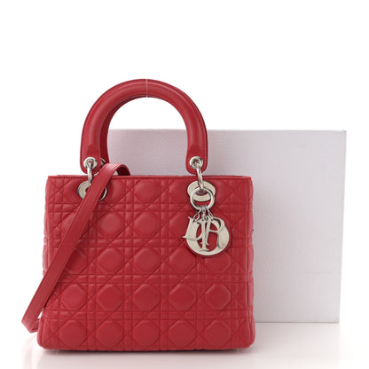Christian Dior Lambskin Cannage Medium Lady Dior Red 11 of 11