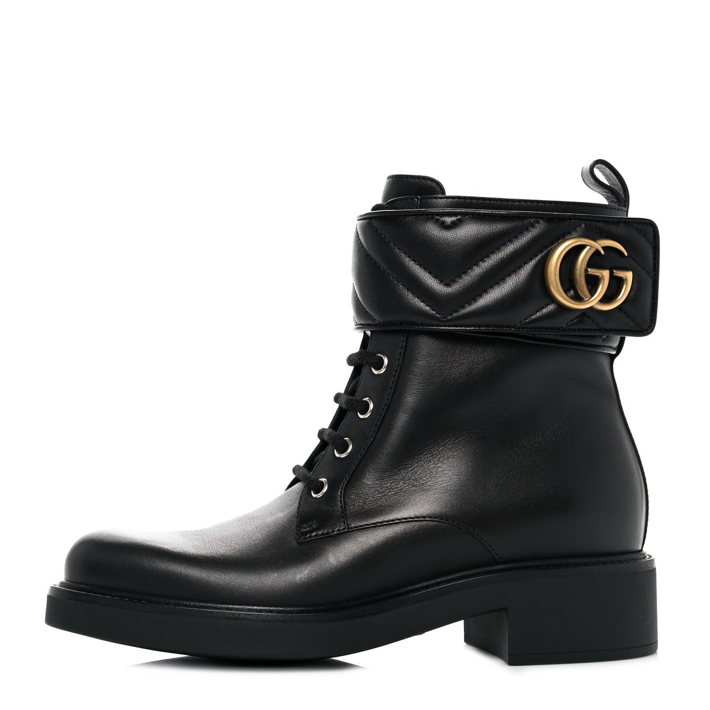 Flores Calfskin Nappa Matelasse GG 40mm Ankle Boots 38.5 Black