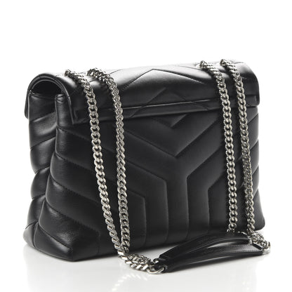 Saint Laurent Calfskin Y Quilted Monogram Small Loulou Chain Satchel Black 3 of 9