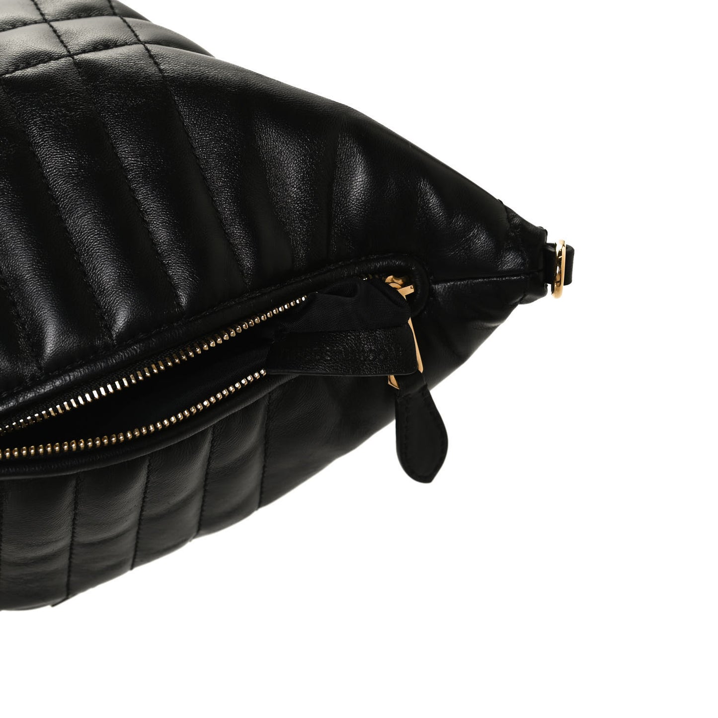 Lambskin Quilted Small Crescent Lola Bag Black