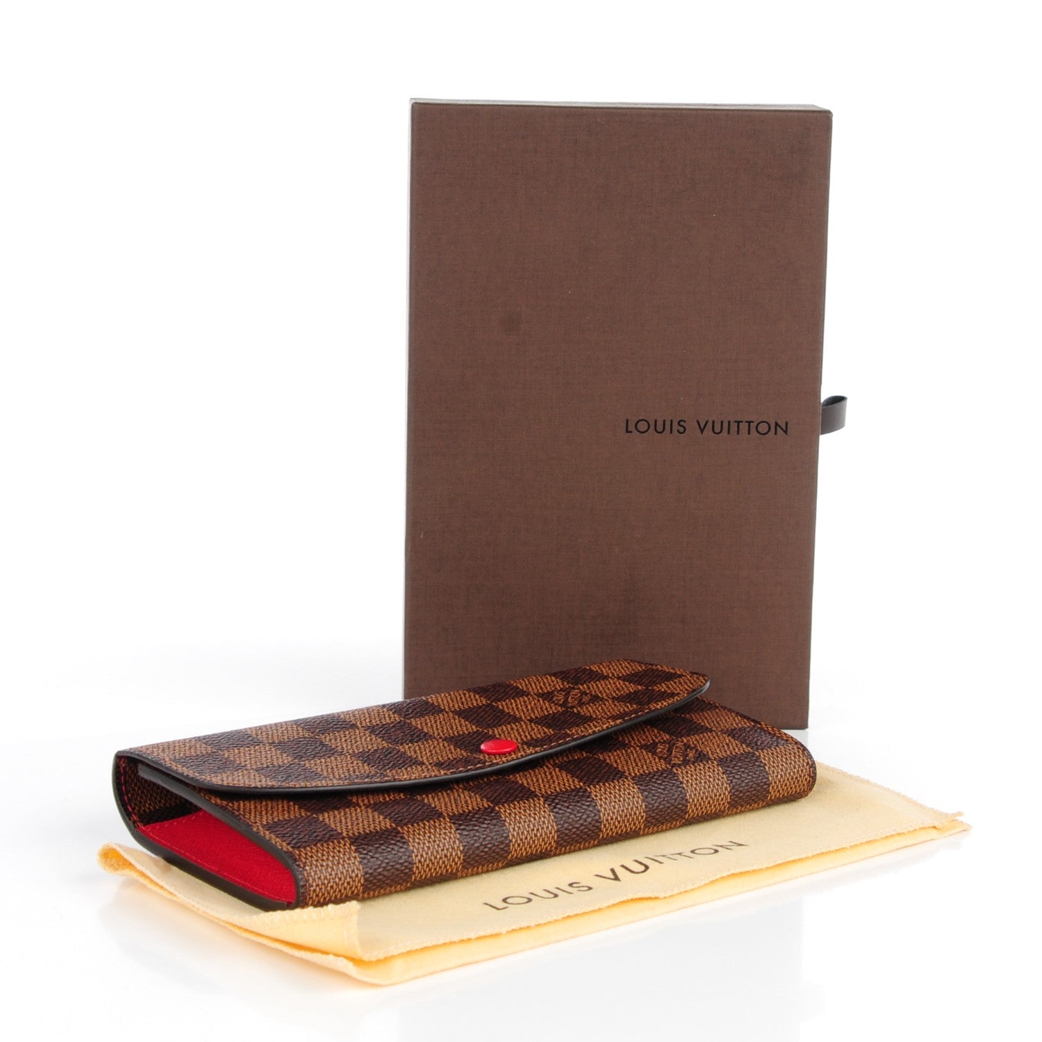 Louis Vuitton Damier Ebene Emilie Wallet Red 4 of 7
