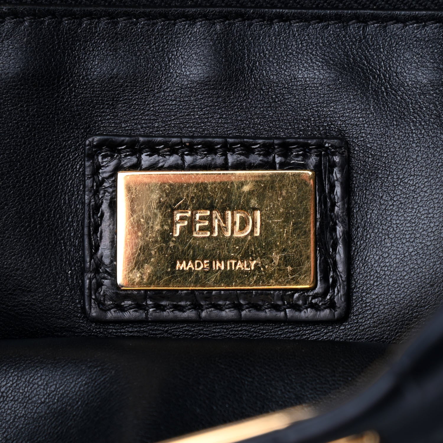 Fendi Crocodile Medium Peekaboo Iconic Satchel Black 6 of 10