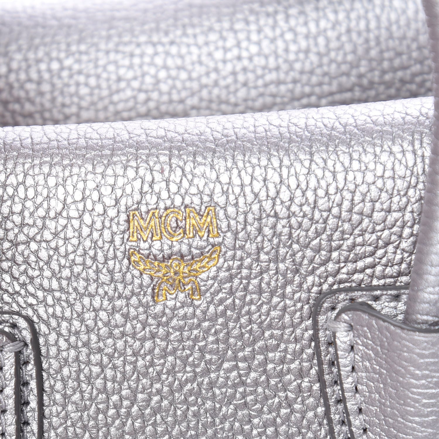 MCM Metallic Grained Calfskin Mini Milla Tote Spike Silver 12 of 15