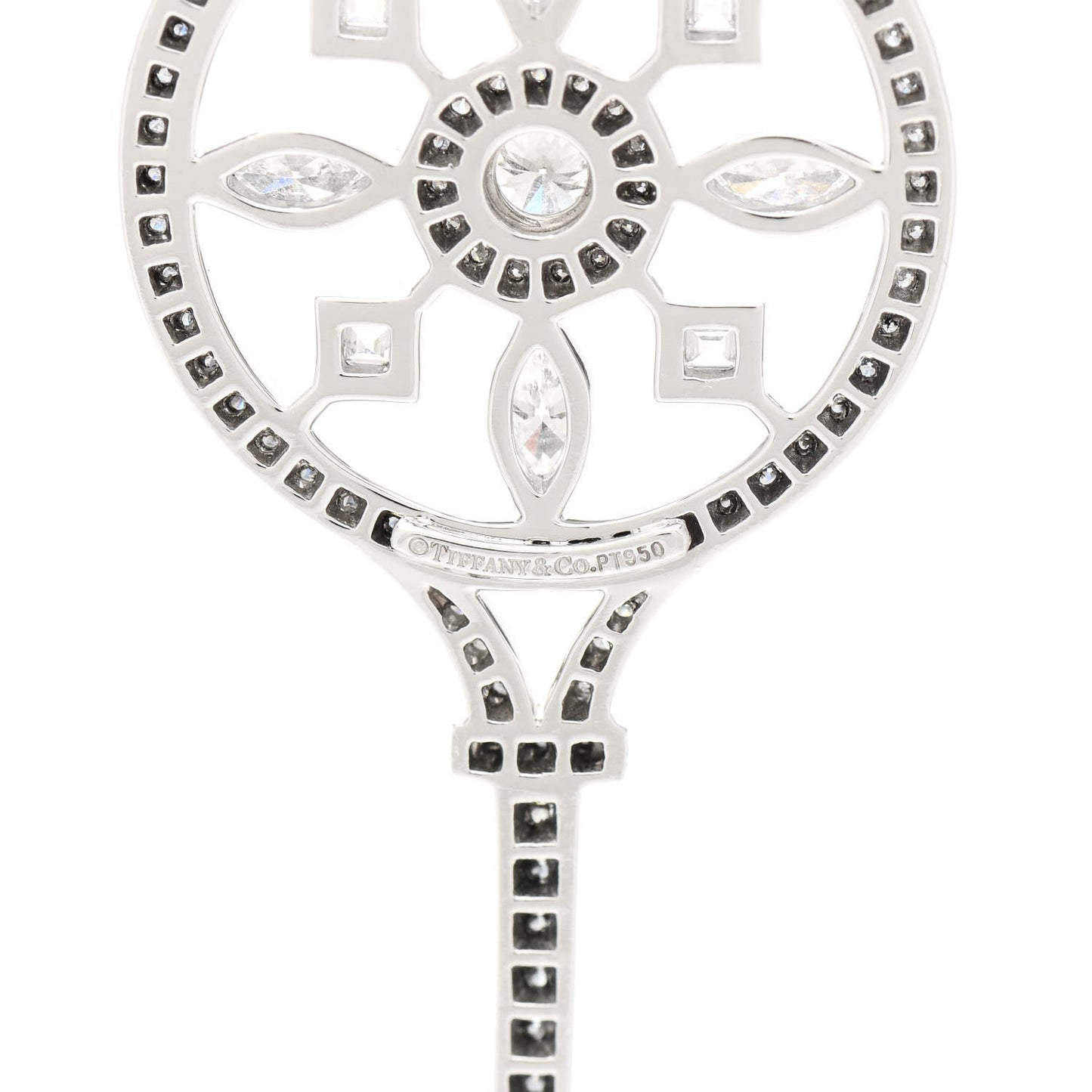 Platinum Diamond Kaleidoscope Key Pendant Necklace