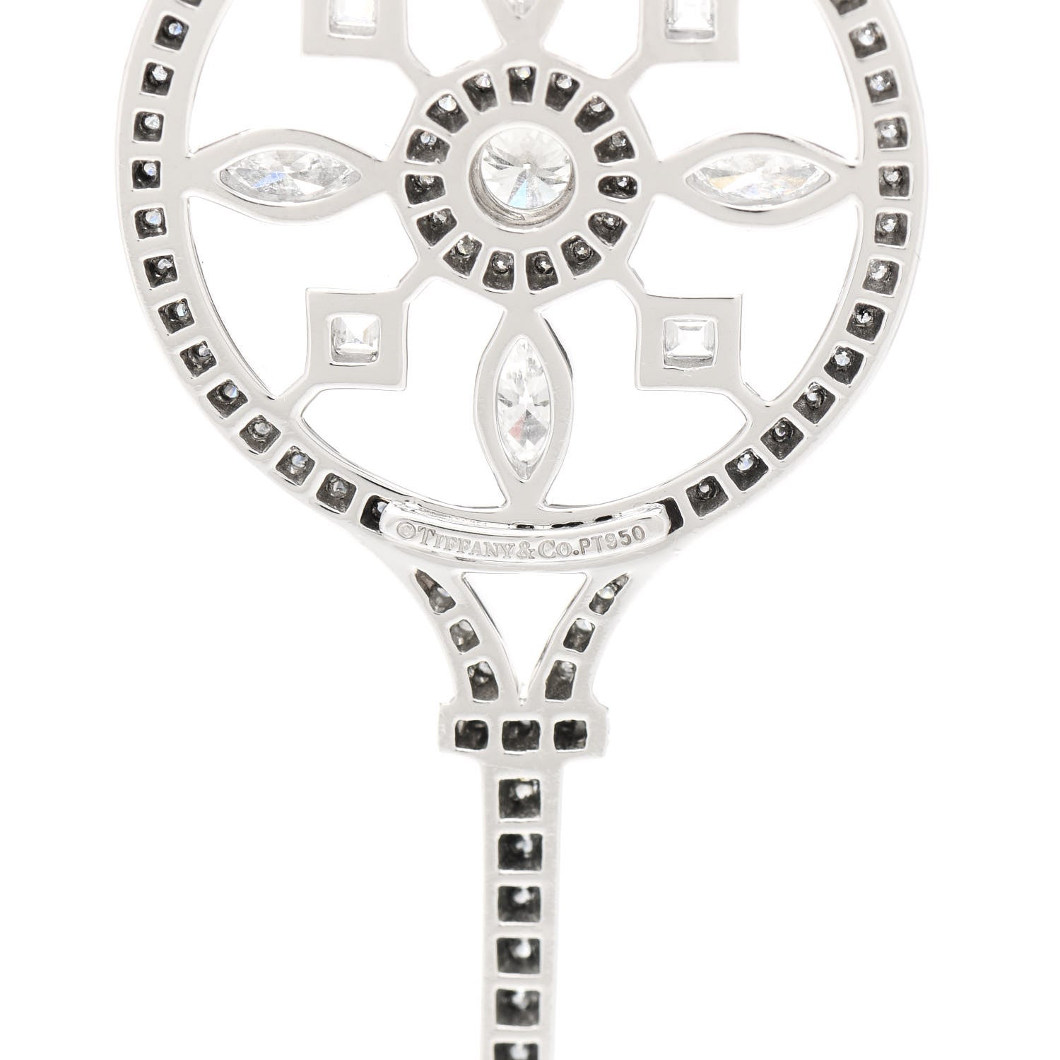 Tiffany Platinum Diamond Kaleidoscope Key Pendant Necklace 3 of 4
