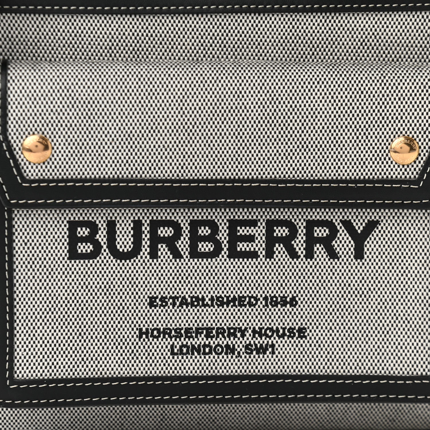 Burberry Smooth Calfskin Canvas Two Tone Mini Pocket Bag Black Tan 7 of 9