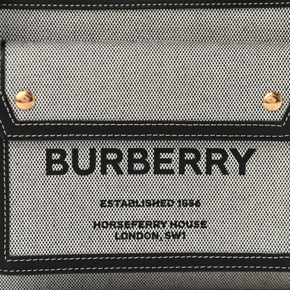Burberry Smooth Calfskin Canvas Two Tone Mini Pocket Bag Black Tan 7 of 9