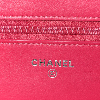 Chanel Lambskin Diamond Stitched Wallet On Chain WOC Pink 5 of 10