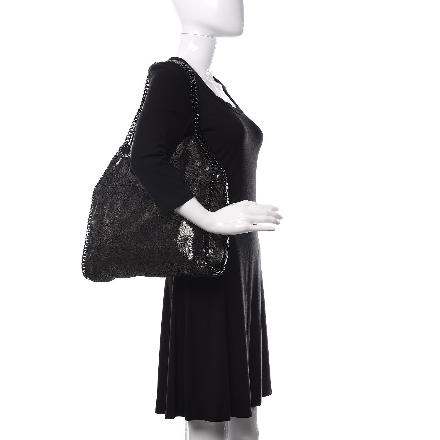 Stella McCartney Metallic Shaggy Deer Small Falabella Tote Black 2 of 9