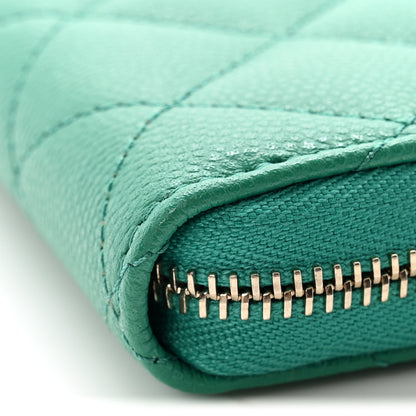 Chanel Caviar Quilted Perforated CC Long Zipped Wallet Green 10 of 12